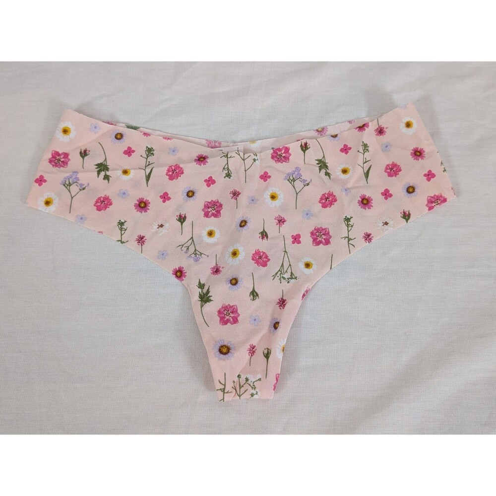 NWT Victoria's Secret No Show Thong Panty S Pink Floral 11246034 Small
